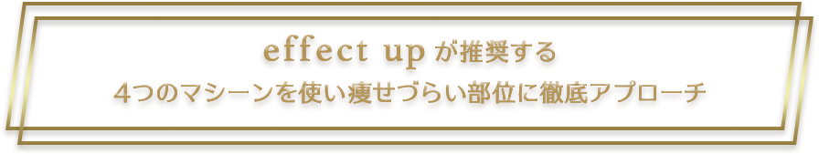 effectupが推奨する4つのマシーンを使い痩せずらい部位に徹底アプローチ
